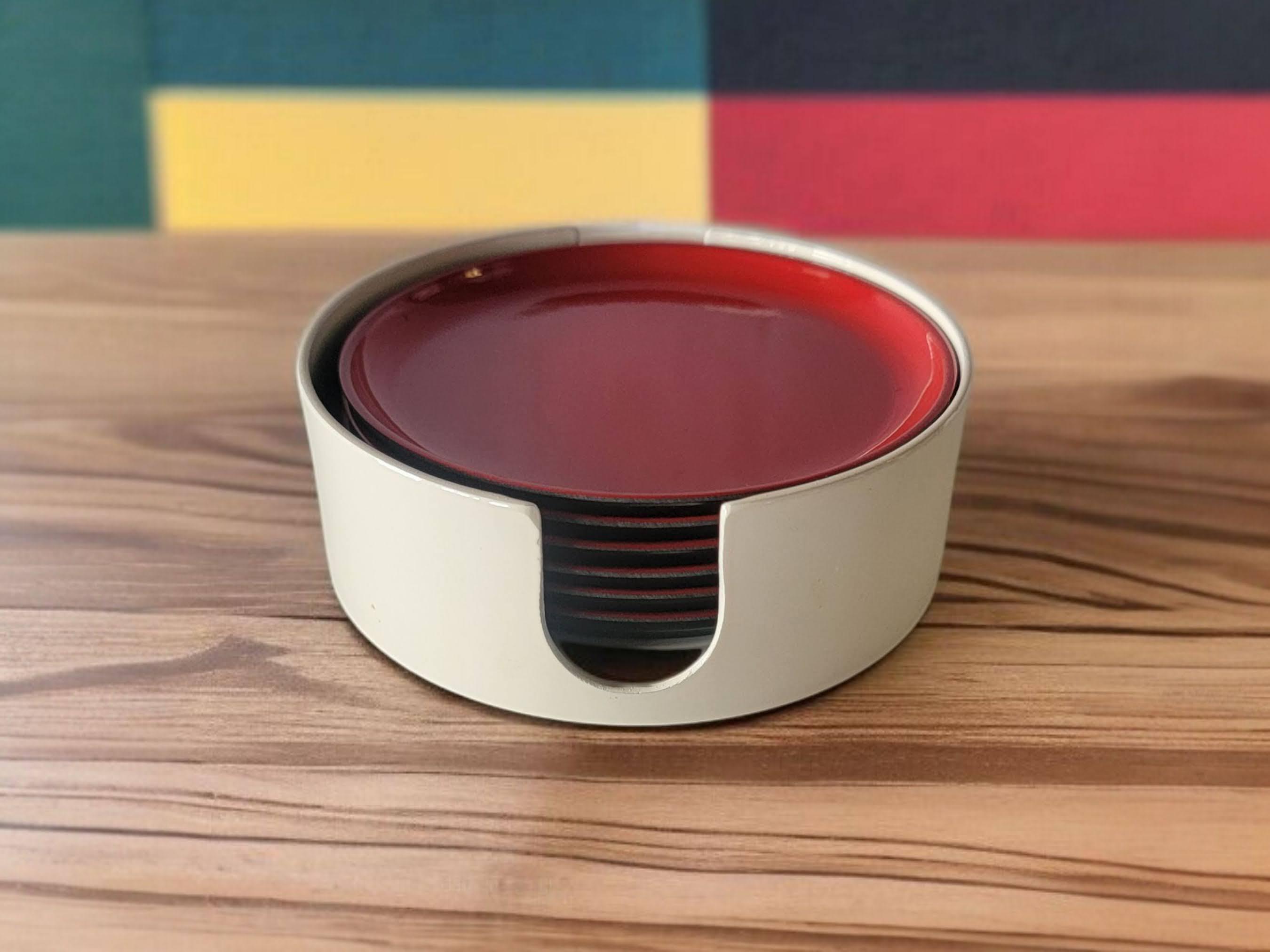 【新品】山中漆器コースターセット 6枚入り ヴィンテージ 日本製 漆器 コースター 6枚セット 赤と黒のコースターと