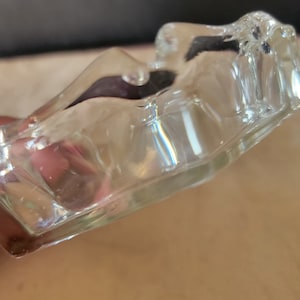Vintage Clear Glass Ashtray, Retro Ashtray, Collectible Ashtray, Thich Heavy Glass Ashtray