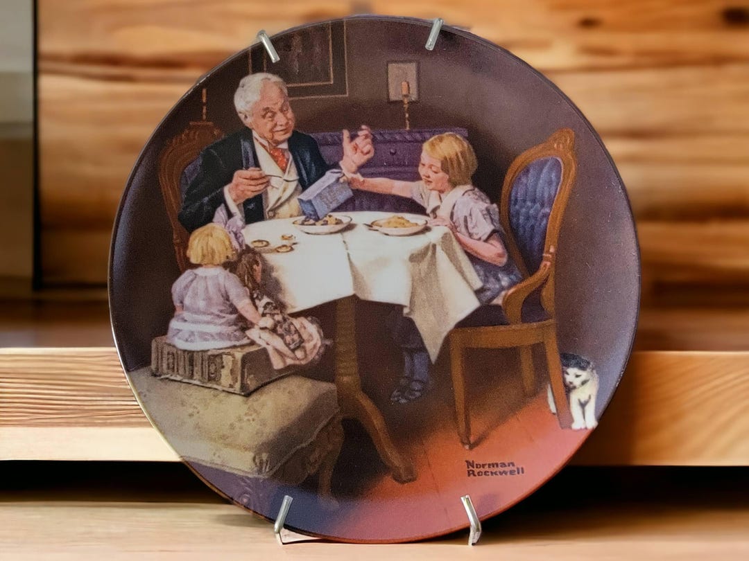 The Gourmet by Norman Rockwell Collectible Plate Edwin M Knowles
