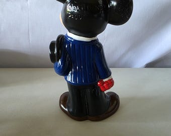 ヴィンテージ ミッキーマウス 像/置物 陶器製 蝶ネクタイ着用 帽子持ち