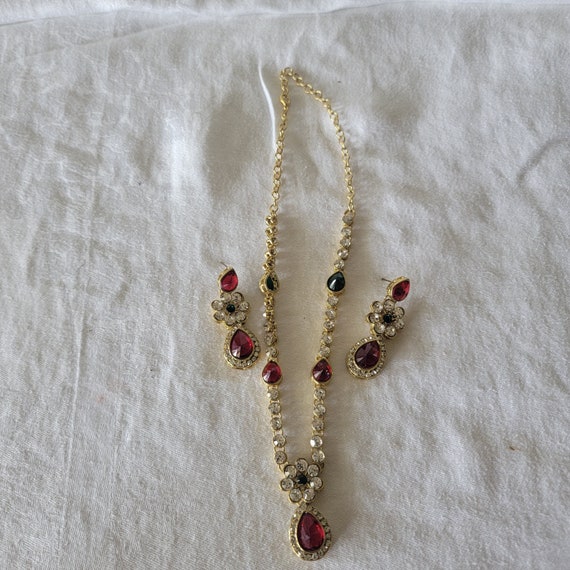 Ruby Red and Clear Crystals Accented With Emerald… - image 6