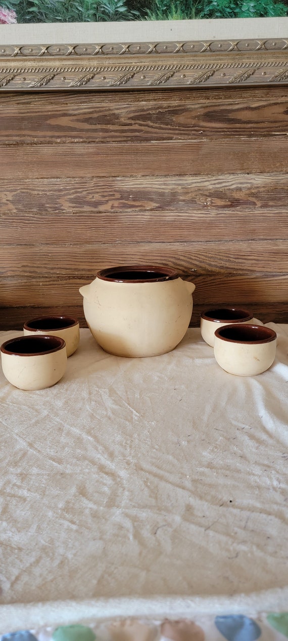 Watt 76 USA Ovenware Vintage Bisque Bean Pot With 4 Bowls Etsy