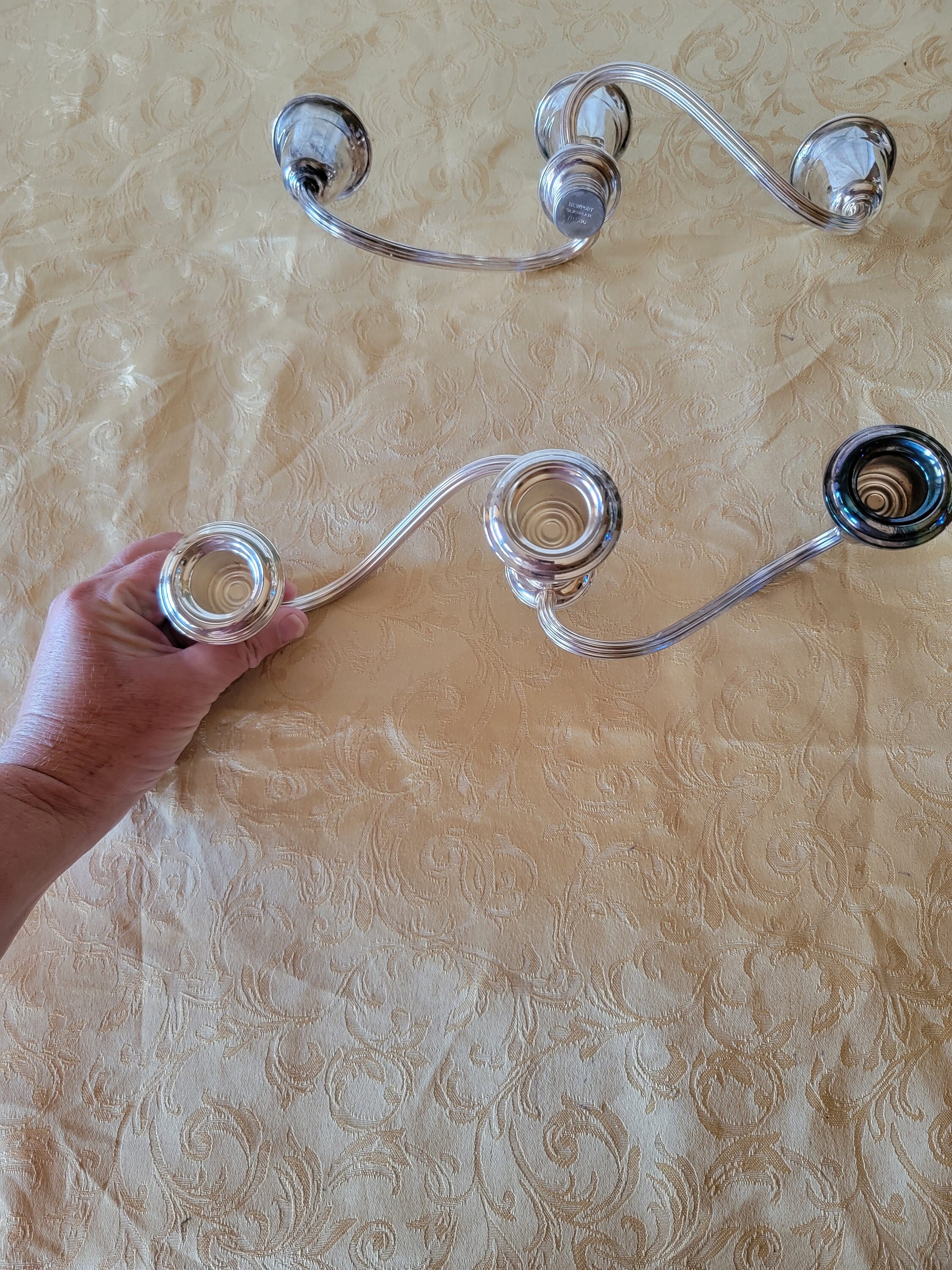 ニューポート シルバープレート 3 アーム キャンデラブラ