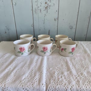 ヴィンテージ インターナショナルチャイナ グレンローズ マグカップ 6個セット ピンクのバラ柄 ストーンウェア コーヒーカップ