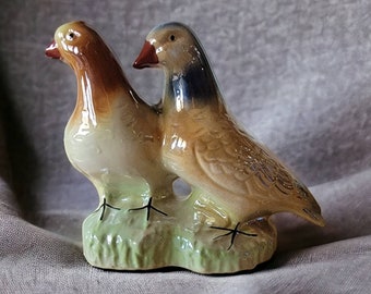 Lusterware Ceramic Dove/Pigeons 2 Love Birds Made in Brazil Figurine Vintage Bird Statue Porcelain Hand Painted Collectible Shelf Decor