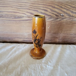 Elijah Cotton Lord Nelson Ware Staffordshire England Vase Brown with Black Rose Motif Vintage Vase Collectible Vase