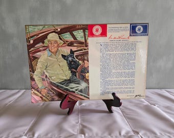 Gran placa presidencial vintage de FDR, 1960, Stanley Dersch Art, Franklin D. Roosevelt y Fala, 32.º presidente, decoración de pared