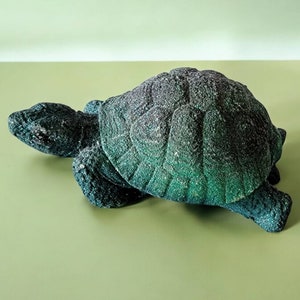 Garden Turtle Figurine Small Ceramic Green Glitter Unique Outdoor or Indoor Decor Vintage Collectible 3 3/4&quot; Long