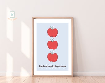 High as three apples boy bedroom digital poster