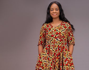 African Ankara Flare Dress: Cotton Print Party Dress