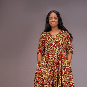 African Ankara Flare Dress: Cotton Print Party Dress
