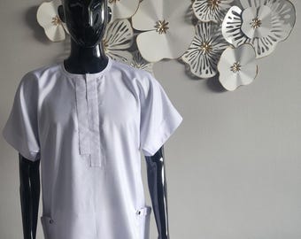 Witte Afrikaanse senatorset heren: katoenen kaftan, traditionele kleding