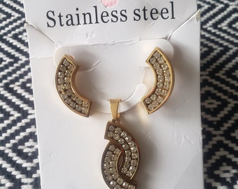 Two Piece Earring and Pendant Set. Stainless Steel Set. Unisex Set. Stainless Steel Jewelries. Stainless Steel Gift. Two Piece Set Jewelry