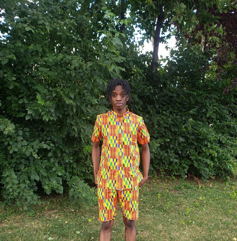 SHORTS & BLOUSE SET ORANGE GHANA main image 1