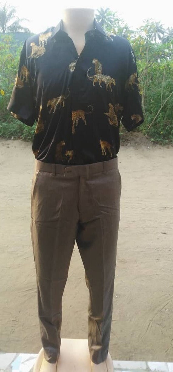 Conjunto de camisa y pantalon para hombre camisa de seda para hombre conjunto de pantalon camisa