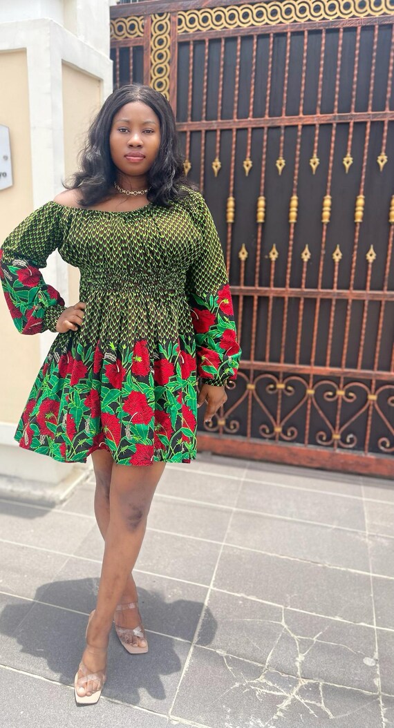 Ankara Midi Dress: Off-shoulder African Print Flare Dress UK