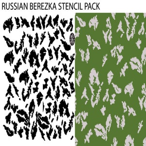 Pack of 2 Russian Berezka Camouflage stencil pattern printed on Avery high heat yellow vinyl for applying Cerakote Duracoat Gunkote