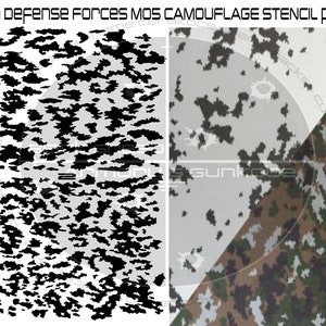 Pack of 2 Finnish Defense Forces M05 Camouflage stencil pattern printed on Avery high bake vinyl for applying Cerakote Duracoat Gunkote