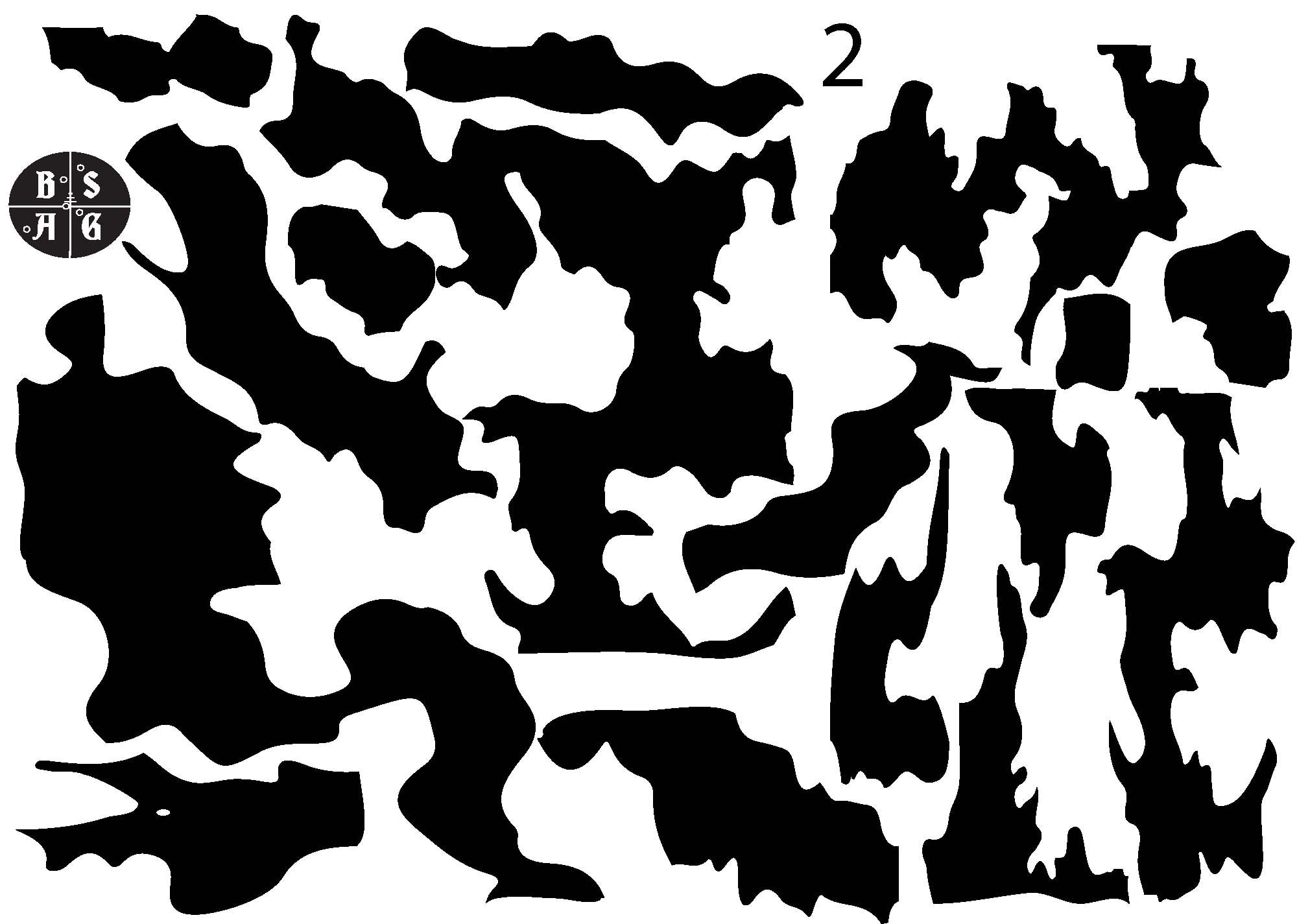 KUIU Vias Camouflage Stencil Pattern Printed on Avery High Heat Yellow