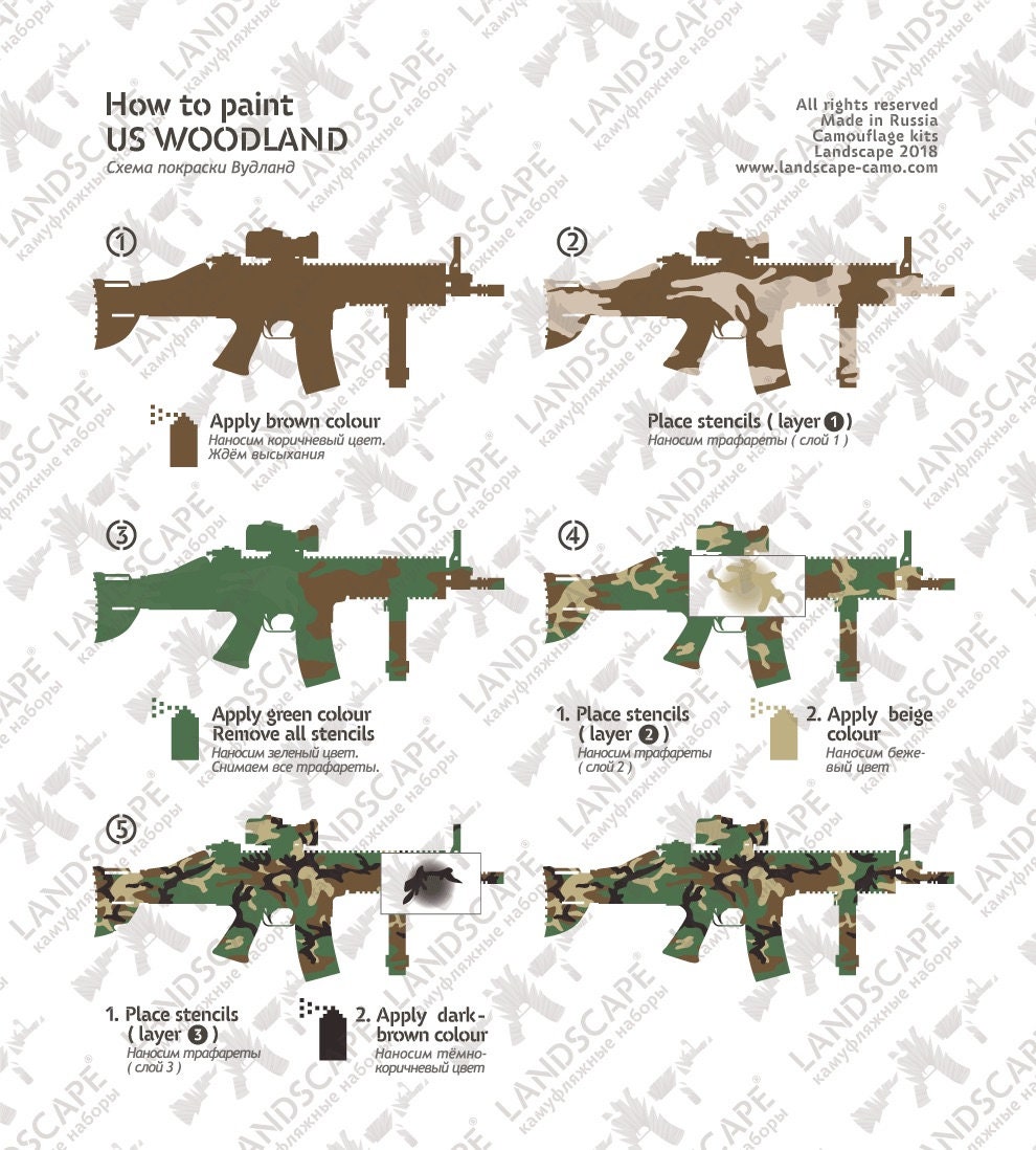 U.s.army M81 Woodland Camouflage Stencil Pattern Printed on Avery High