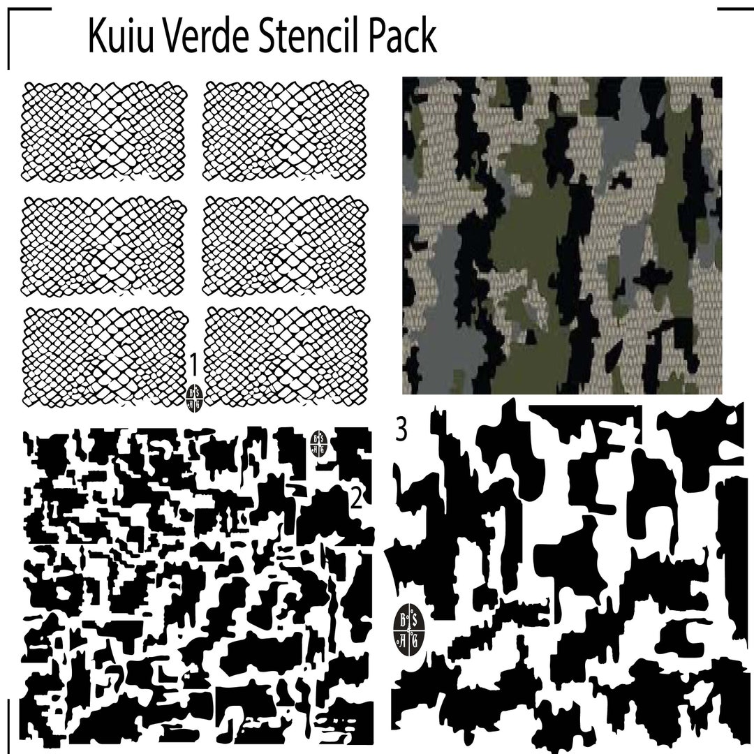 Pack of 3 Kuiu Verde Camouflage Stencil Pack Printed on Avery Etsy