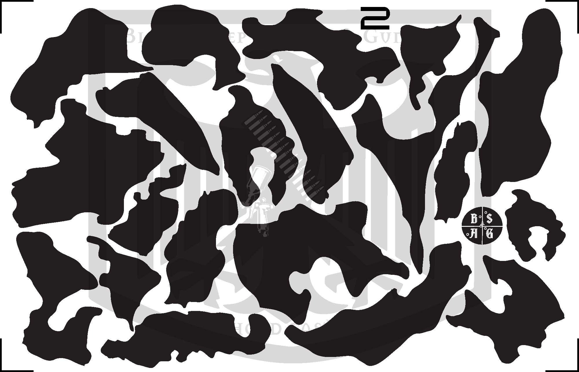 Pack of 2 Bottomland Camouflage Stencils Printed on Avery High Heat