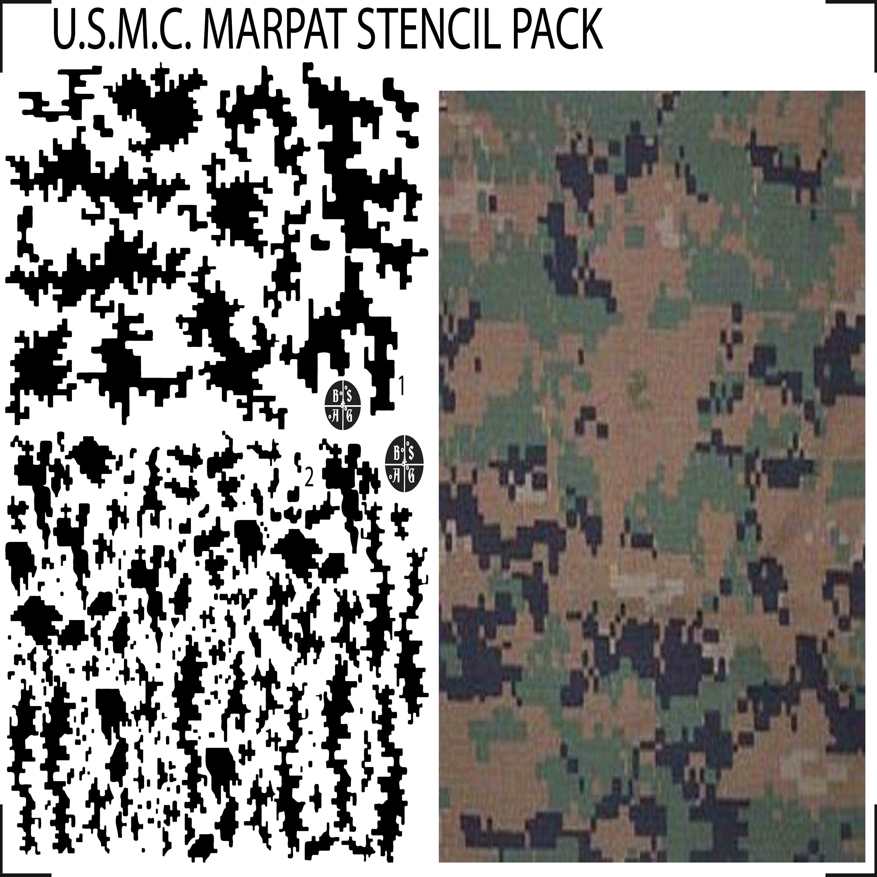 U.s.army M81 Woodland Camouflage Stencil Pattern Printed on Avery