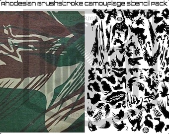 Rhodesian Brushstroke Camo Stencil Set, Cerakote/Duracoat Application