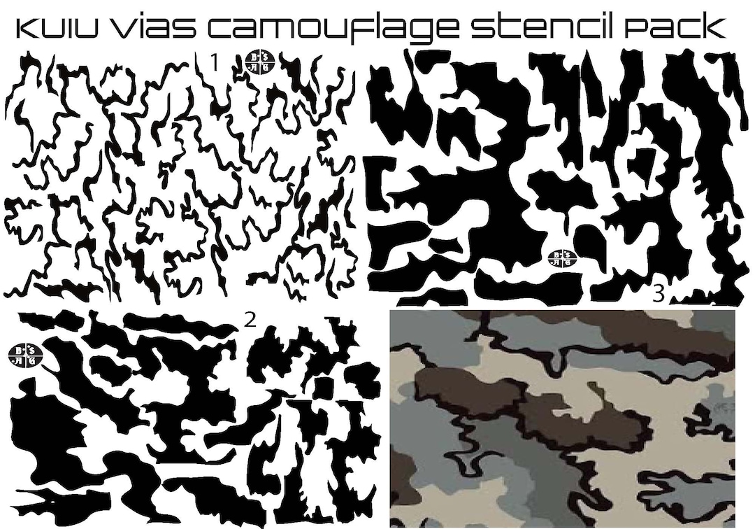 KUIU Vias Camouflage Stencil Pattern Printed on Avery High Heat Yellow