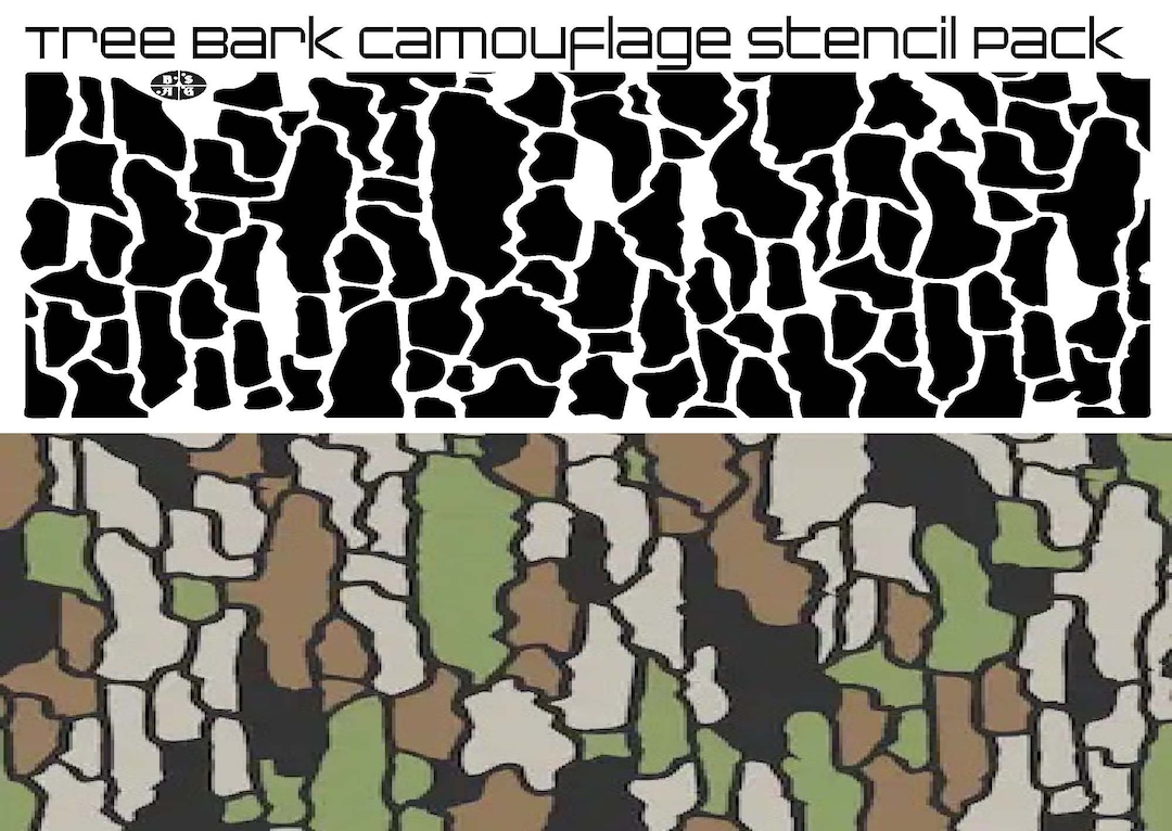 Pack of 2 Tree Bark Camouflage Stencil Pack Printed on Avery Etsy