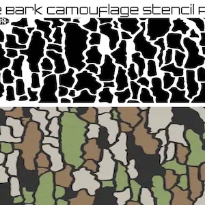 Tree Bark Camouflage Stencil Pack printed on Avery Dennison high bake yellow vinyl for applying Cerakote,Duracoat,and Gunkote