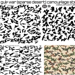 Pack of 3 Egyptian Gulf War Camouflage stencil pattern printed on Avery high heat yellow vinyl for applying Cerakote Duracoat Gunkote