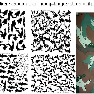 Pack of 4 Soldier 2000 (SANDF) Camouflage stencil pattern printed on Avery high heat yellow vinyl for applying Cerakote Duracoat Gunkote