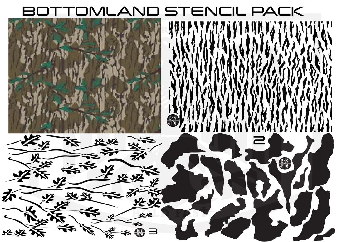 Pack Of Bottomland Greenleaf Camouflage Stencil Pattern Printed On
