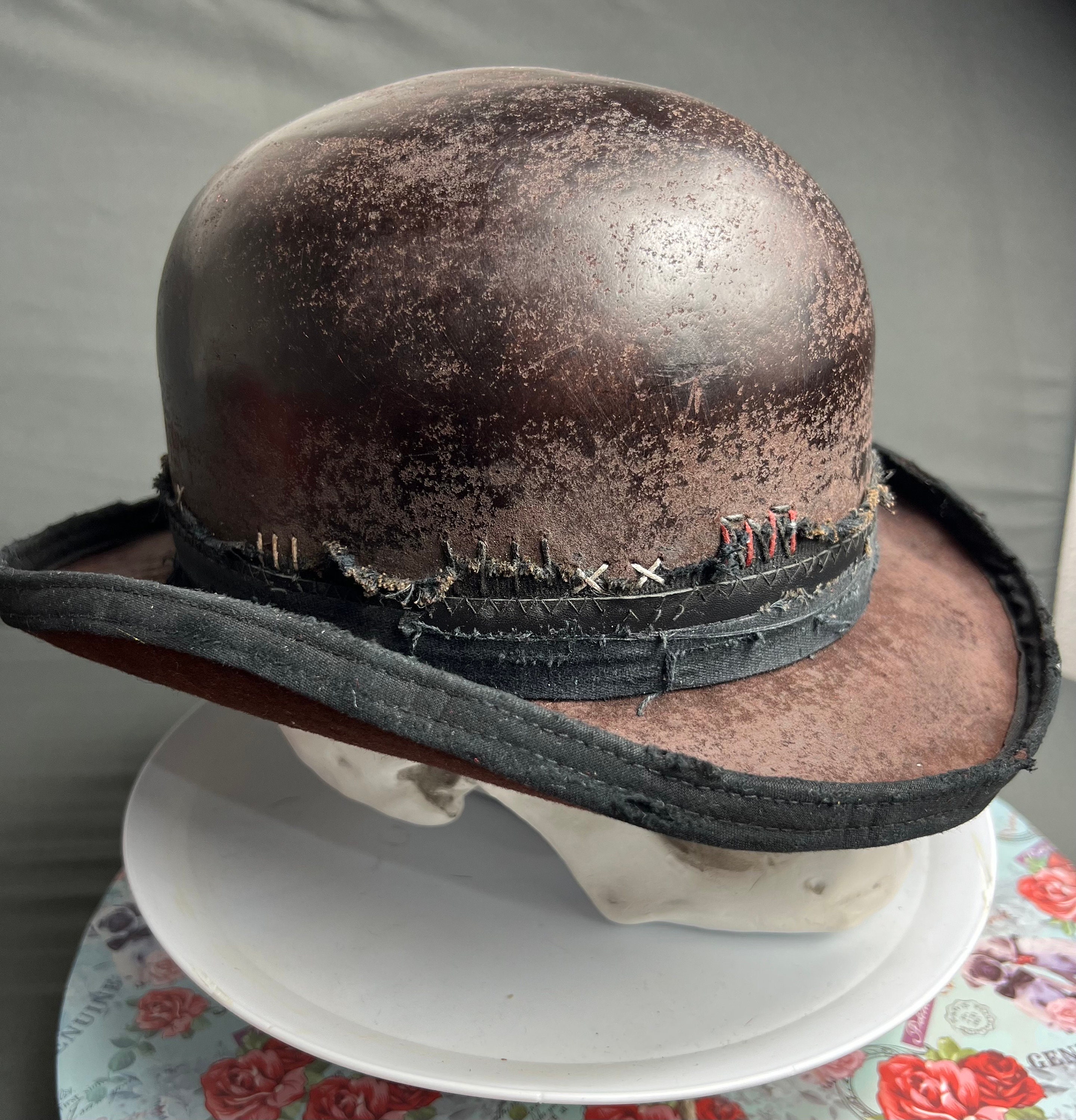 Vintage Rare Hat, High Bowler Western Cowboy Distressed. - Etsy display picture 1