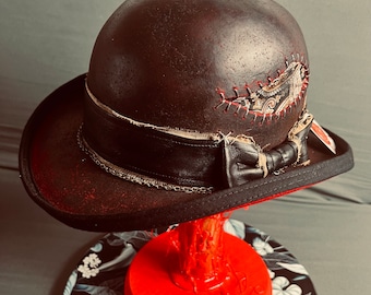 Vintage rare custom hat,high bowler western  distressed.