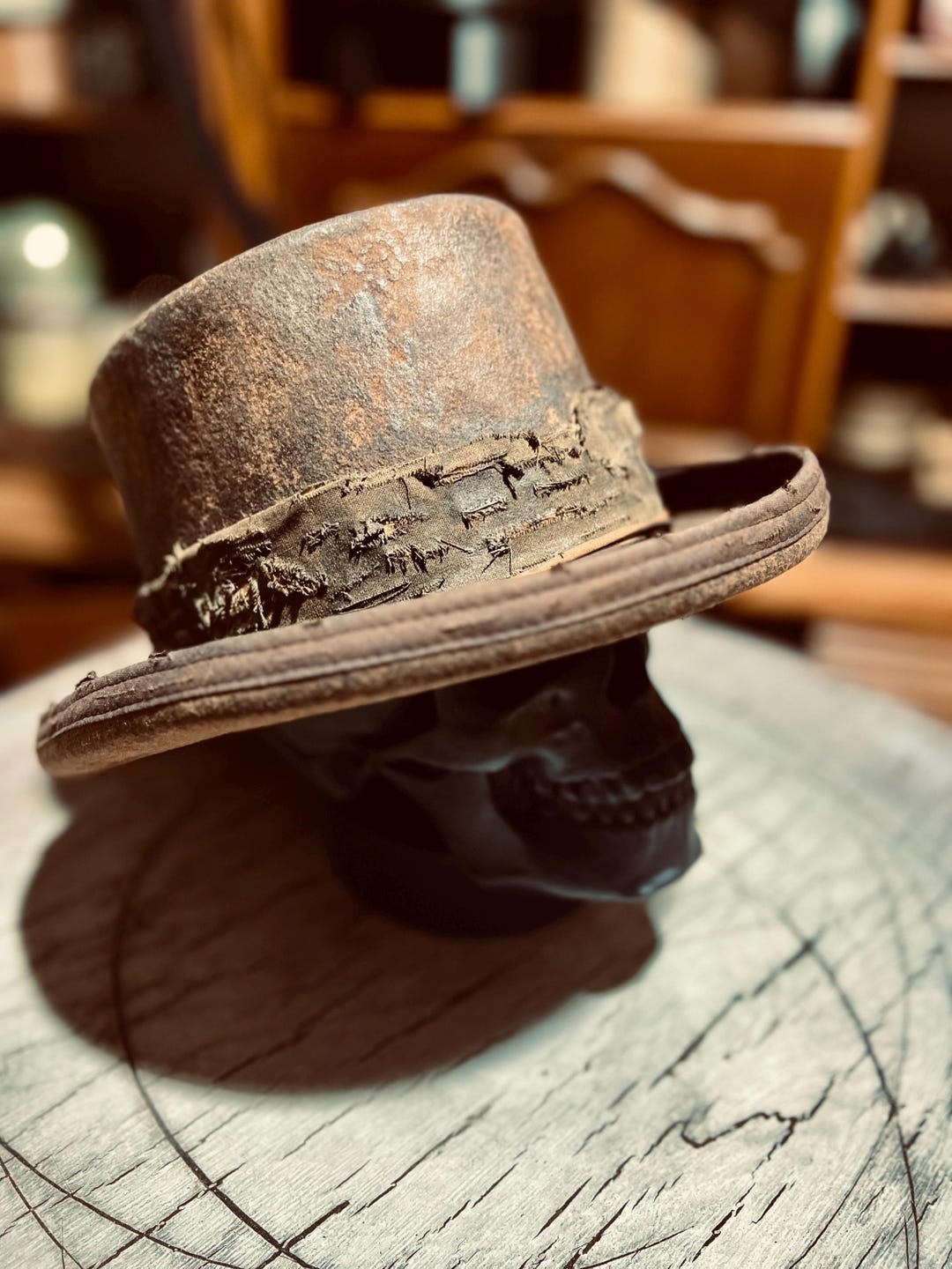 Vintage Rare Hat,brown Western Cowboy Distressed. - Etsy