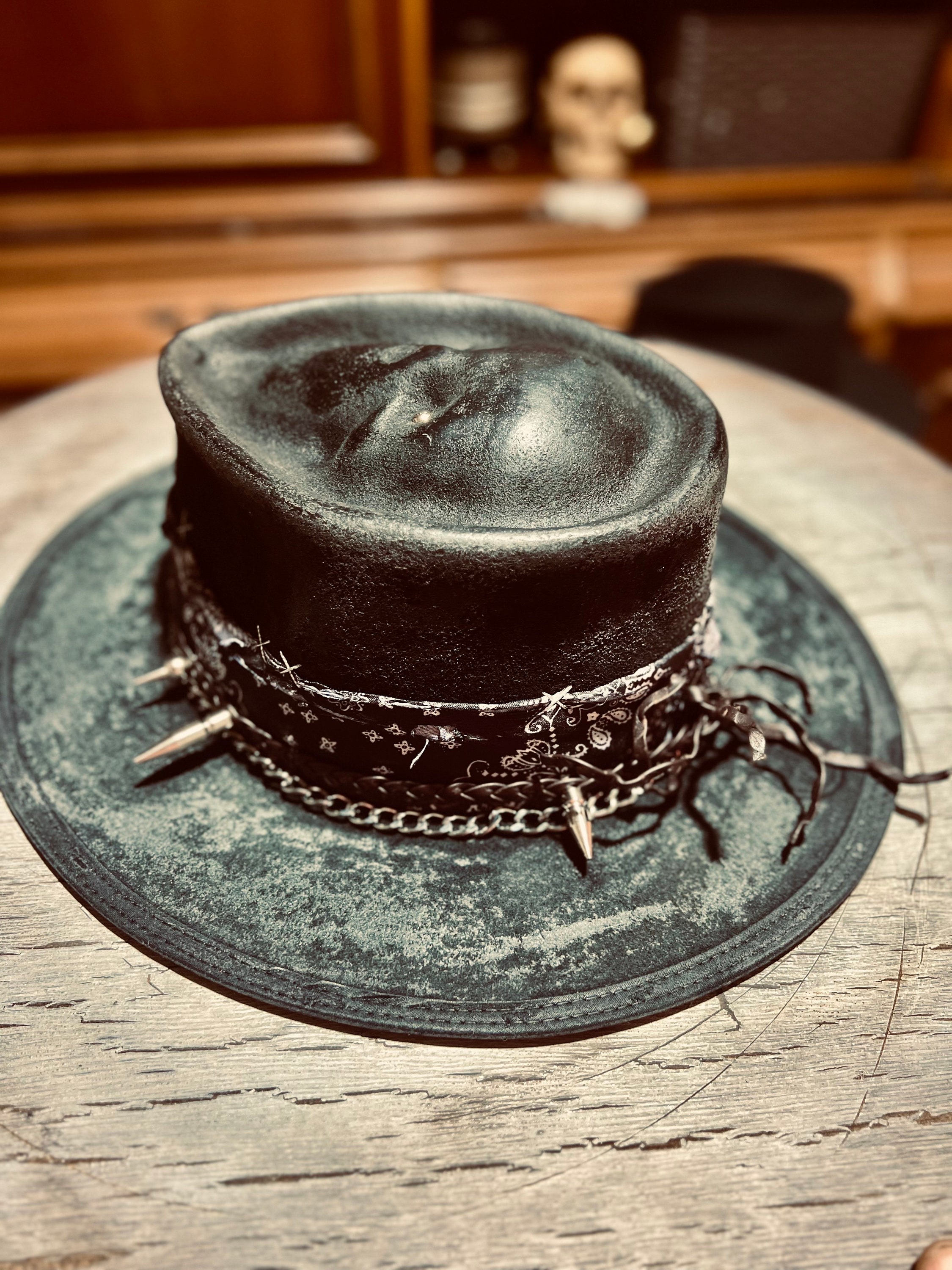 Rare Vintage Distressed Hat,black Skull - Etsy display picture 1