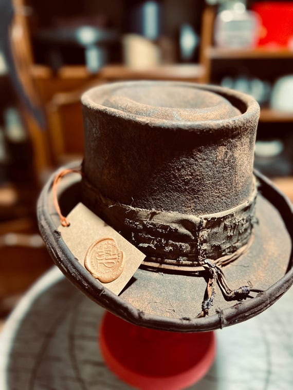 Vintage Rare Hat,brown Western Cowboy Distressed. - Etsy display picture 3