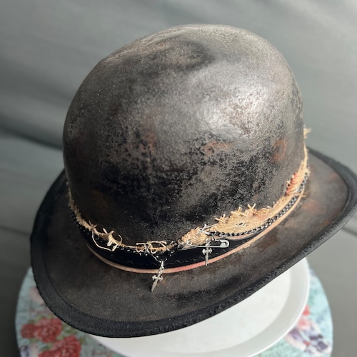 VINTAGE HARD CROWN fox hunting riding  or costume Bowler Derby Hat size 7 55CM STETSON DERBY FUR FELT HAT BLACK MADE IN USA ( BOWLER ) | eBay main image 4