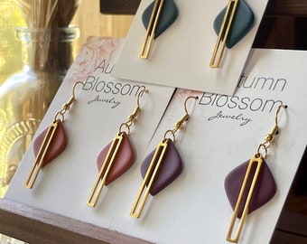 Fall rhombus earrings/ three colors to choose from