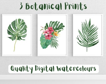 3er Set Botanische Drucke | Druckbare botanische Drucke | Aquarell Printables | Blatt Druck Instant Download | 3er Set Pflanzendrucke