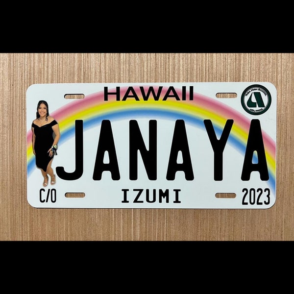 12x6” Custom Graduation Keepsake name, school logo and/or picture Aluminum Hawaii License Plate