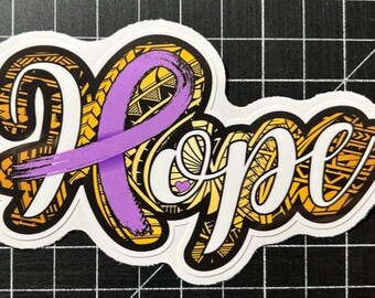 5x3" Poly Hope Cancer Ribbon Stickers