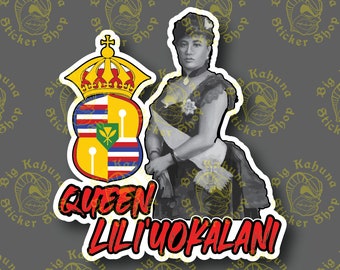 3" Queen Liliʻuokalani and royal insignia Matte Sticker