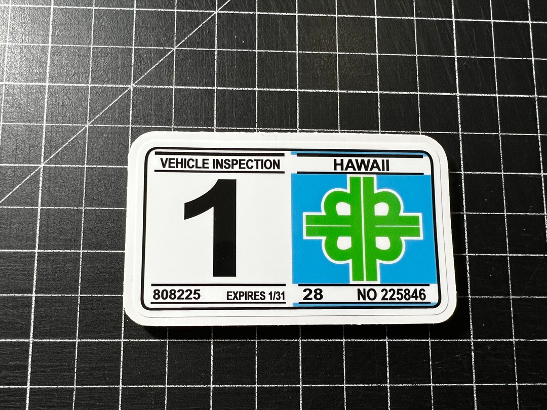 Nostalgic Hawaii Safety Check Sticker 15 3.5x2or Recon 2x2.25 4/20