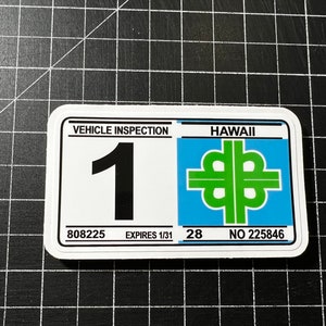 Nostalgic  Hawai’i safety Check Sticker 1-5 (3.5x2”)or Recon (2x2.25”) 4/20 Safety Check