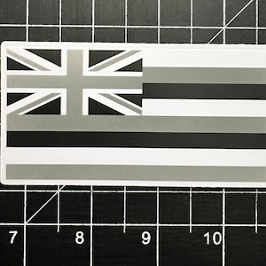 Grey Scale Hawaiian Flag 4x2” matte finish