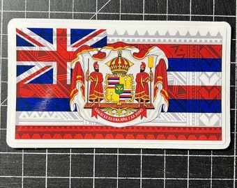 4.5x2.5” Poly filled HI Hawaii with coat of arms sticker