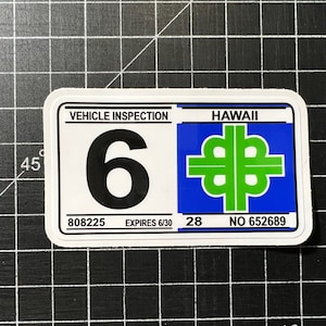 Nostalgic  Hawai’i safety Check Sticker (3.5x2”) Months 6-12